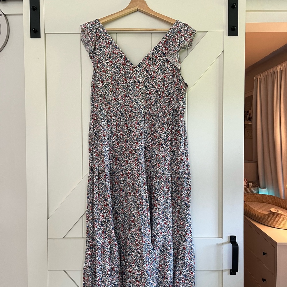 LOFT Floral Tiered Midi Dress